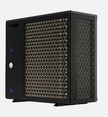 Die Wärmepumpe Waermequelle 7 als 3D-Rendering von der hinteren Seite.